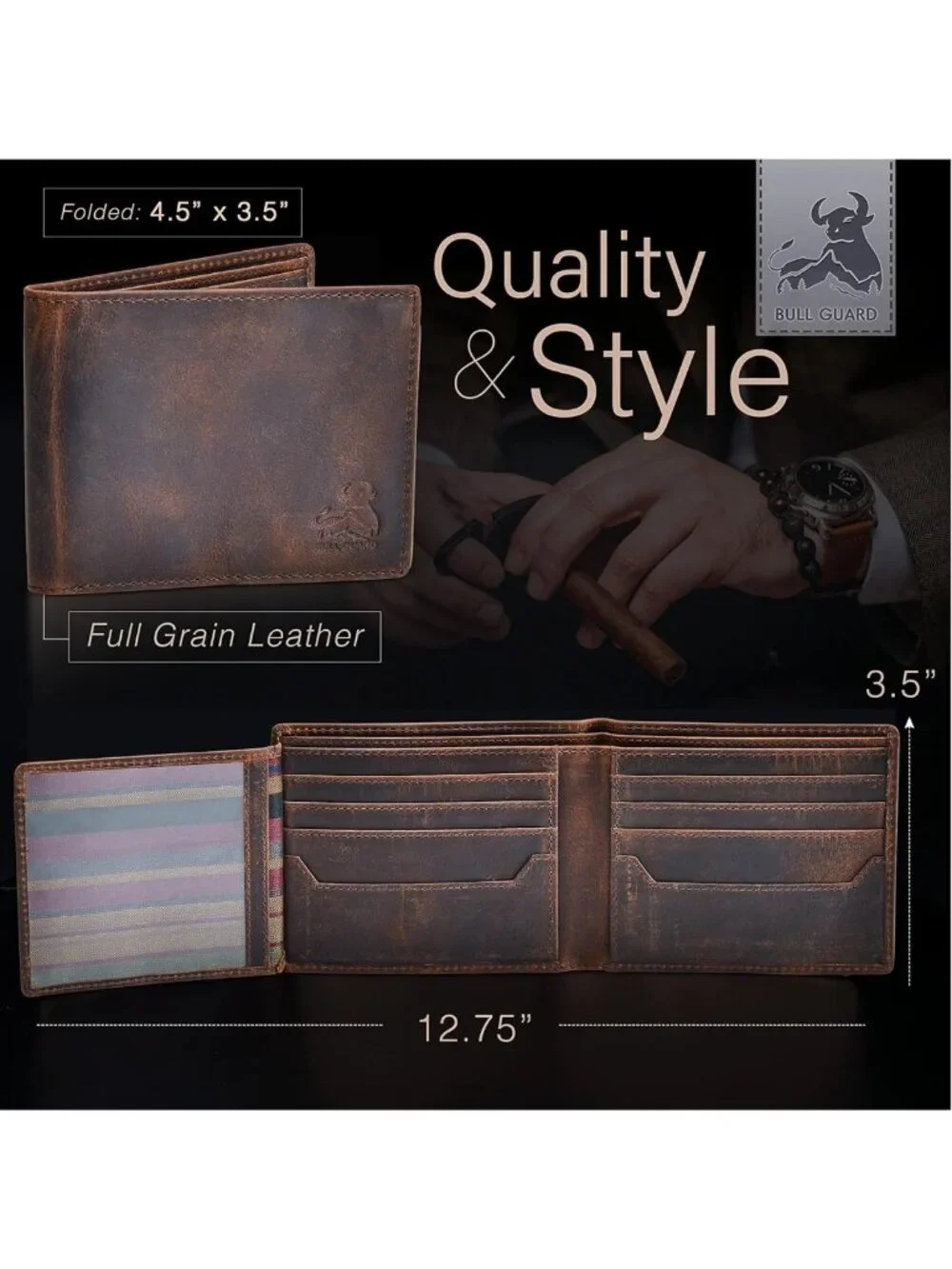 Men's RFID Blocking Leather Wallet | Full Grain Crazy Horse | 2 ID Windows